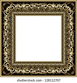 Vintage vector gold picture frame for presentation