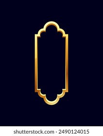 Vintage vector golden frame, medieval style on isolated black background. An exquisite gold mockup suitable for elegant icons, emblems or game UI details.