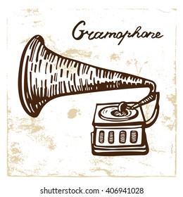 Vintage vector gramophone card
