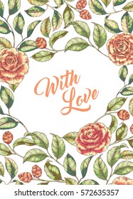 Vintage vector greeting card, posters, flyers, brochures, invitation, wedding and save the date template design cards. Retro floral decorative ornamental background 