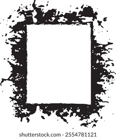 Vintage vector of grungy border, A Bold Grunge Photo Frame with Dynamic Halftone Patterns and Splattered Ink Borders for Modern Art Displays photo frame
