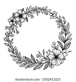 Vintage vector hand drawing flower frame