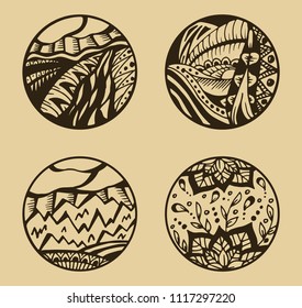 Vintage vector hand drawn nature pattern