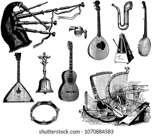 Vintage Vector Hand Drown Music Instrument Vol.7