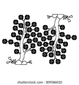 Vintage Vector hand-drawn illustration with detail of ethnic east floral ornament. Flowers