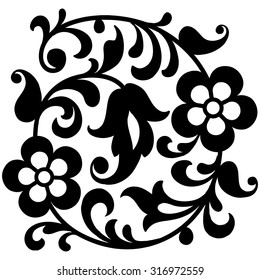 Vintage Vector hand-drawn illustration with detail of ethnic east floral ornament. Flowers