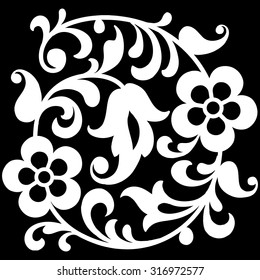 Vintage Vector hand-drawn illustration with detail of ethnic east floral ornament. Flowers