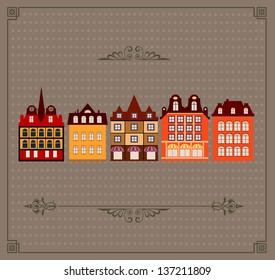 Vintage vector house on a brown background