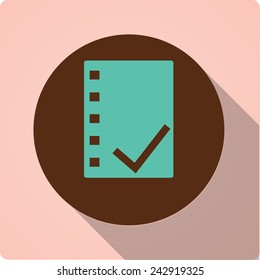 Vintage vector icons with long shadow "checkmark"