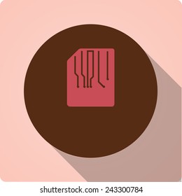 Vintage vector icons with long shadow "sim card"