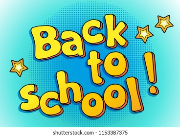 vintage vector illustration. Back to school. Colorful comics. Design element for the design of leaflets, cards, envelopes, covers, flyers sales