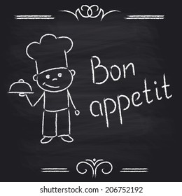 Vintage vector illustration, Bon Appetit Poster.