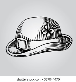 vintage vector illustration of a bowler with clover