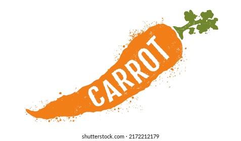 Vintage vector illustration of carrot. Vector illustration of carrot in grunge style. Retro food emblem.