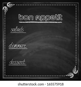 vintage vector illustration with chalkboard menu design