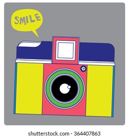 vintage vector illustration colorful camera for gift card