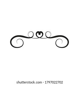 Ilustración vectorial vintage, línea caligráfica de concepto y etiqueta retro de marco de diseño. Banner de fondo decorativo, elegante logo gráfico de lujo. Aislado en blanco.