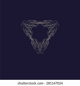 Vintage vector illustration. Concise and elegant pattern. Monogram logo on a  blue background.