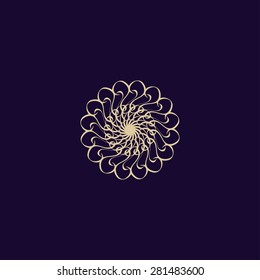Vintage vector illustration. Concise and elegant pattern. lacy curl on a dark background.