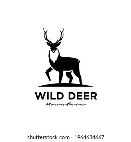 Vintage Vector Illustration vector deer logo premium black template icon design isolated background