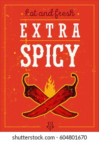 Vintage Vector illustration - Extra Spicy Poster