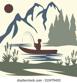 vintage vector illustration of fishing theme