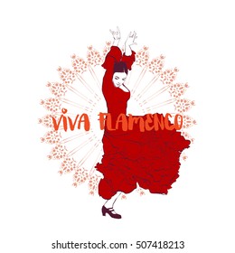 Vintage vector illustration - Flamenco dancer emblem