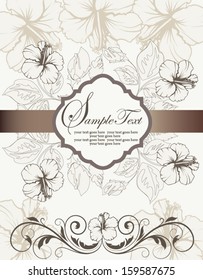 vintage vector illustration with flowers and frame