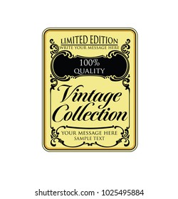 Vintage vector illustration frame. Retro black border with vanilla color. Antique design for packages. Ready detailed vector template design for packaging. Design  for packaging in classic style. 