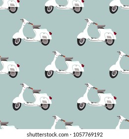 Vintage vector illustration, hand graphics - Old turquoise scooter