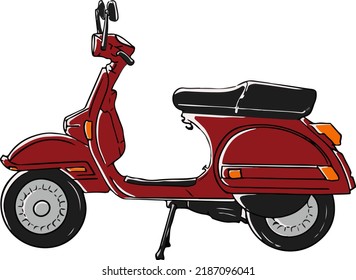 Vintage vector illustration, hand graphics - Old scooter