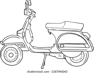 Vintage vector illustration, hand graphics - Old scooter
