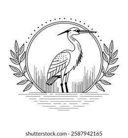 Vintage vector illustration of heron haven