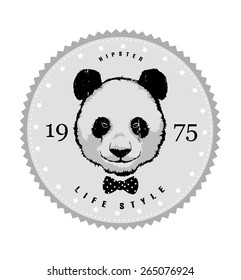 Vintage Vector illustration - Hipster panda bear