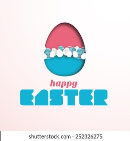 Vintage vector illustration for holiday of Easter with the image of an egg cut in paper