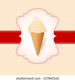 Vintage vector illustration with ice cream.