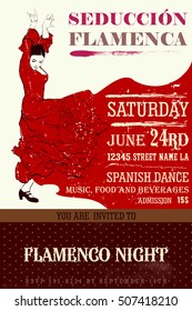 Vintage vector illustration - Invitation to flamenco night