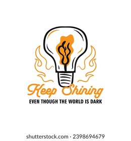 vintage vector illustration of lamp, logo and tshirt design