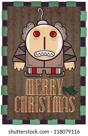 Vintage vector illustration of old Christmas ball character