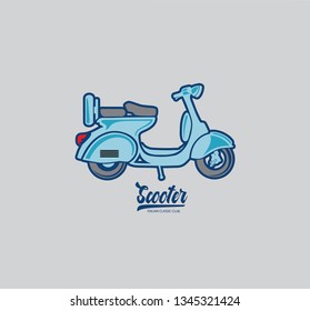 Vintage vector illustration, - Old scooter emblem and shirt design - Vector