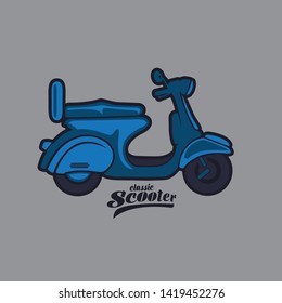 Vintage vector illustration, - Old scooter emblem and shirt design - Vector