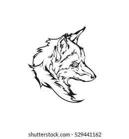 Vintage vector illustration - Red fox head emblem
