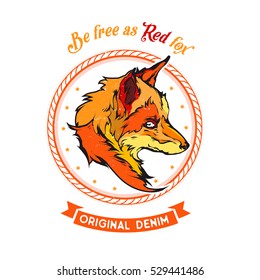 Vintage vector illustration - Red fox head emblem