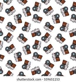 Vintage vector illustration - Retro camera seamless pattern