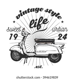 Vintage vector illustration - Retro motorcycle print