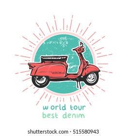 Vintage vector illustration - Retro scooter emblem