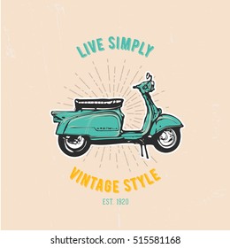 Vintage vector illustration - Retro scooter emblem