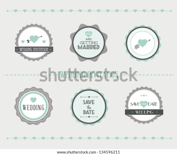 Vintage vector\
illustration. Set of wedding banner, ribbon, labels, frames, badge,\
stickers. Vector love\
element.