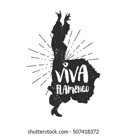 Vintage vector illustration - Silhouette of flamenco dancer