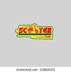Vintage vector illustration, sticker pack - Old scooter emblem - Vector
